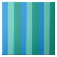 Atomic Teal & Turquoise Stripes Ceramic Tile