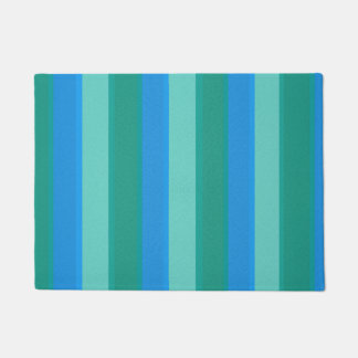 Atomic Teal & Turquoise Stripes Door Mat
