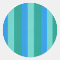 Atomic Teal & Turquoise Stripes Round Stickers