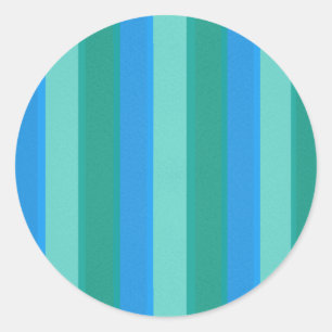 Atomic Teal & Turquoise Stripes Round Stickers