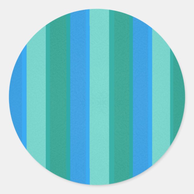 Atomic Teal & Turquoise Stripes Round Stickers (Front)