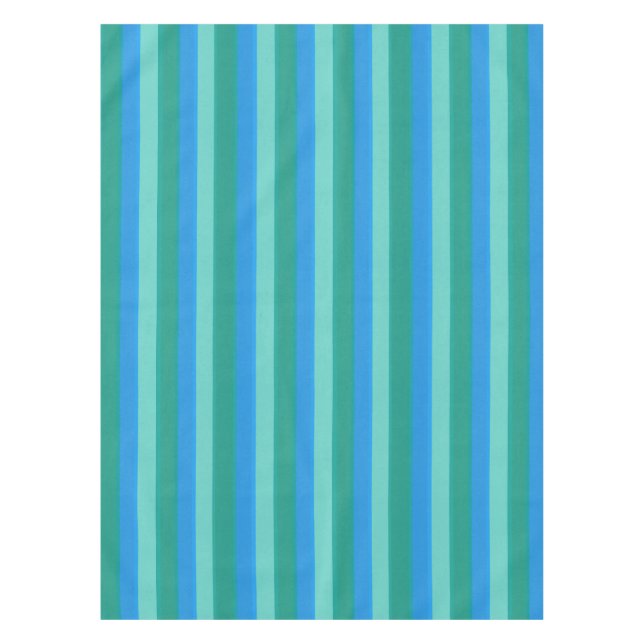 Atomic Teal & Turquoise Stripes Tablecloth (Front)