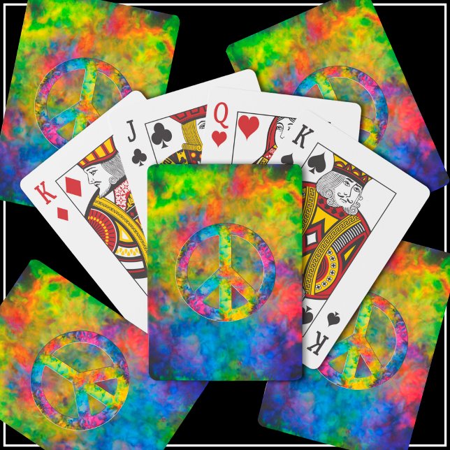[Atomic Tie-Dye]  Psychedelic Rainbow Colours Playing Cards (Experiment with the 13 different image filters for various color effects.)