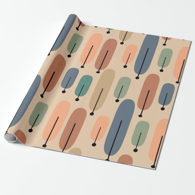 Atomic Trees Retro Wrapping Paper (Unrolled)
