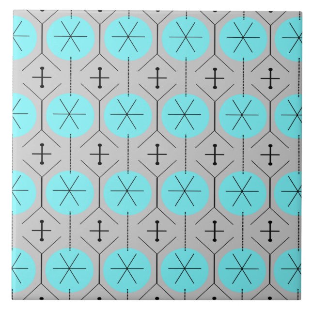 Atomic Turquoise Dots Ceramic Tile (Front)