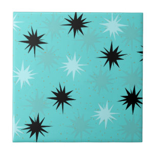 Atomic Turquoise Starburst Ceramic Tile