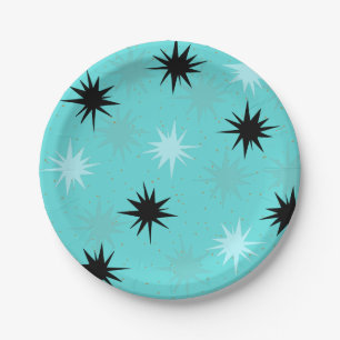 Atomic Turquoise Starbursts Paper Plates
