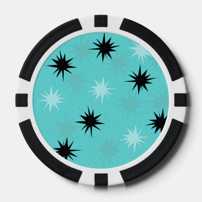 Atomic Turquoise Starbursts Poker Chips (Front)