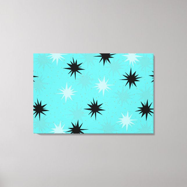 Atomic Turquoise Starbursts Wrapped Canvas (Front)