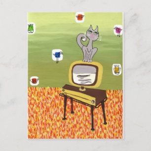 Atomic TV and Cool Cat Postcard