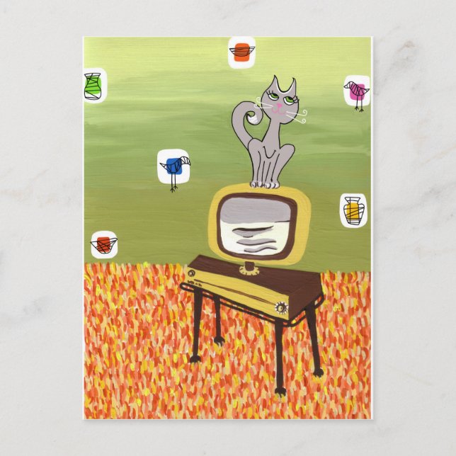 Atomic TV and Cool Cat Postcard (Front)