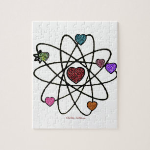 Atomic Valentine Leopard Print Hearts Jigsaw Puzzle