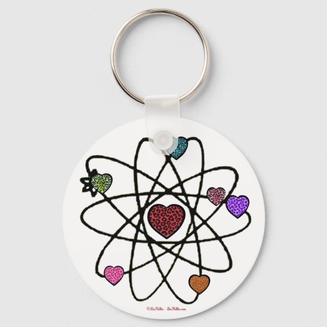 Atomic Valentine Leopard Print Hearts Key Ring (Front)