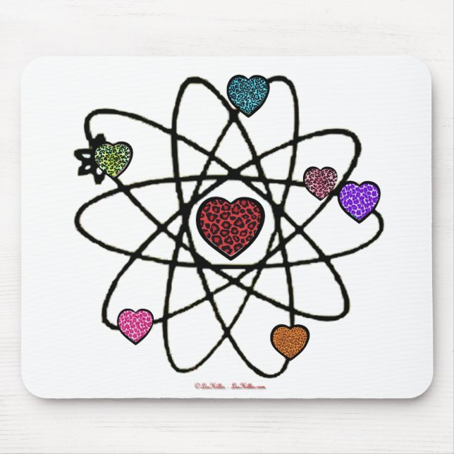Atomic Valentine Leopard Print Hearts Mouse Pad (Front)