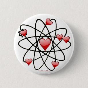 Atomic Valentine Red Hearts 6 Cm Round Badge