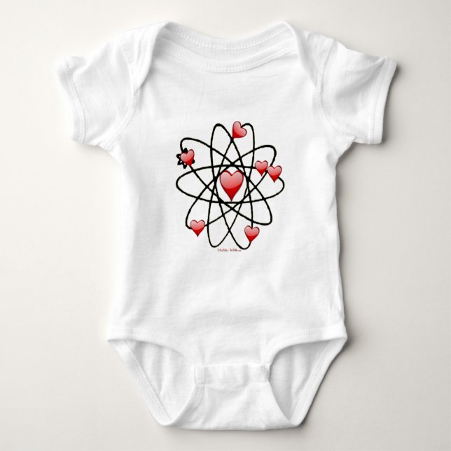 Atomic Valentine Red Hearts Baby Bodysuit (Front)