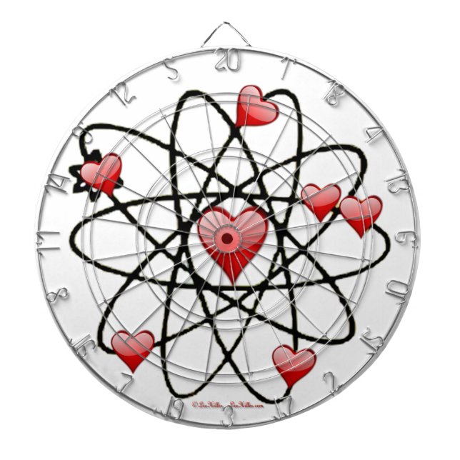 Atomic Valentine Red Hearts Dartboard (Front)