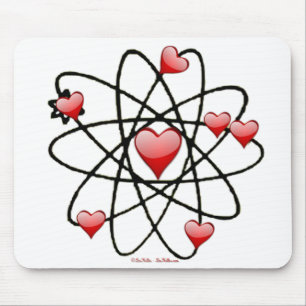Atomic Valentine Red Hearts Mouse Pad