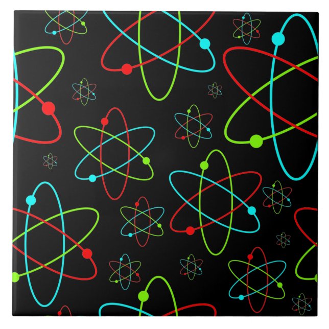 Atoms in Multi Colour Continuous Pattern Tile (Front)