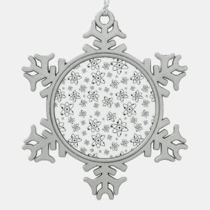 Atoms Retro Atomic Age Pattern Snowflake Pewter Christmas Ornament