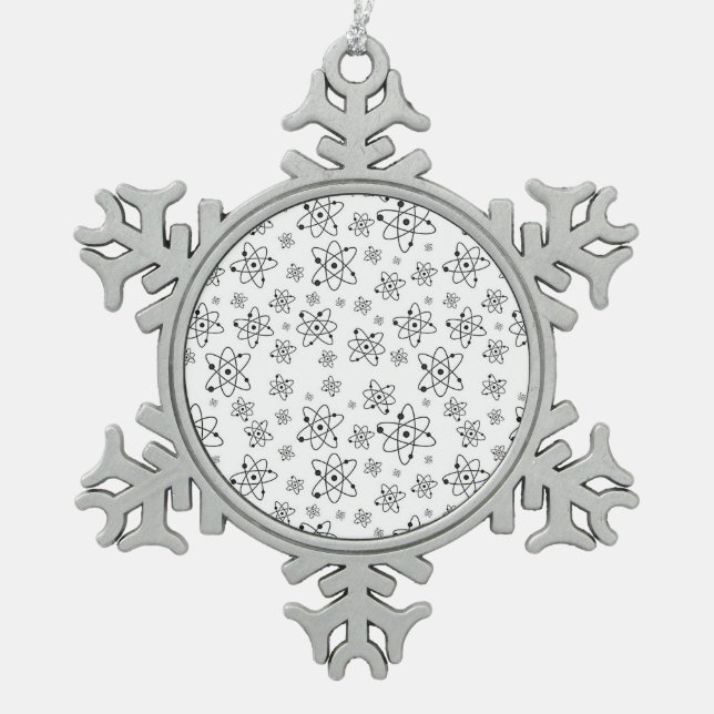 Atoms Retro Atomic Age Pattern Snowflake Pewter Christmas Ornament (Front)