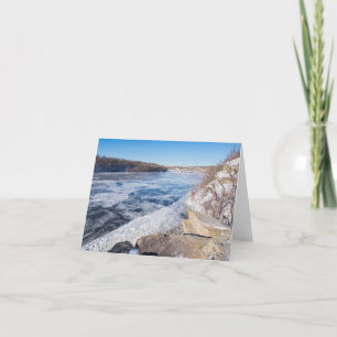 atop bluffs of icy mississippi river thank you card