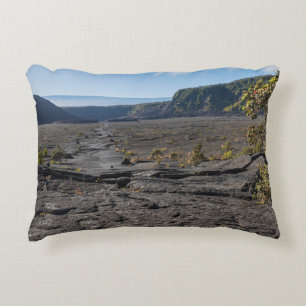 atop dry lava bed of kilauea iki crater decorative cushion