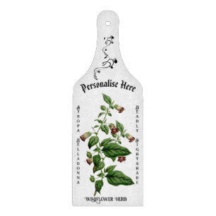 Atropa Belladonna WildFlower Herb Floral White Cutting Board