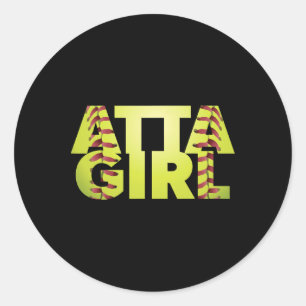 Atta Girl Funny Softll Mum Sports Fan  Classic Round Sticker