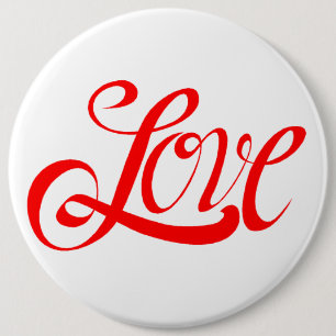 attached to love 6 cm round badge