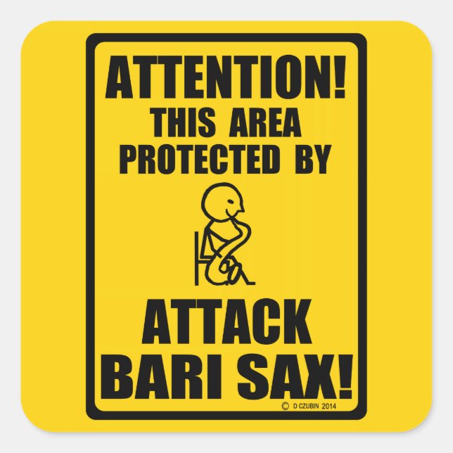 Attack Bari Sax Square Sticker (Front)