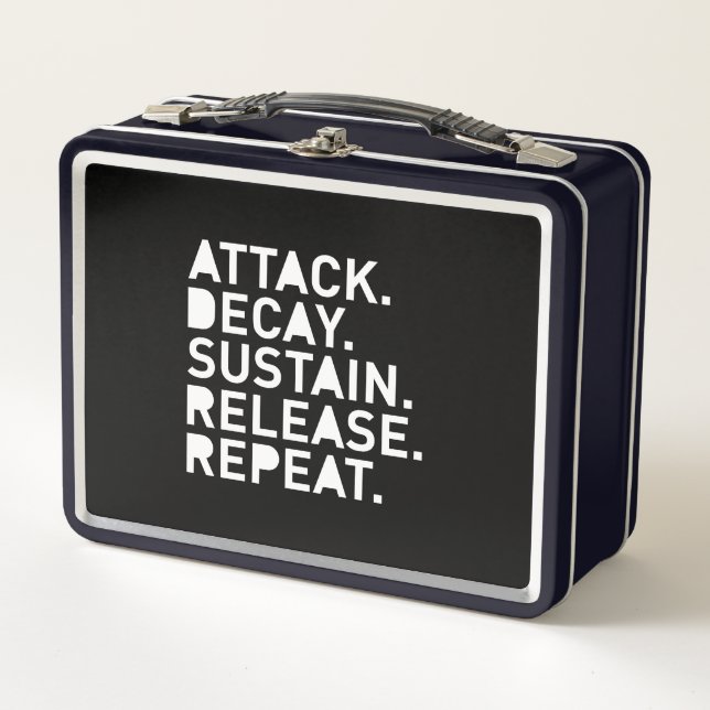 Attack Decay Sustain Release Repeat Metal Lunch Box (Front)