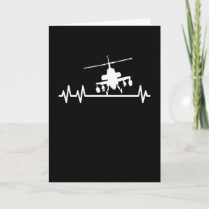 Attack Helicopter Military Aviation Heartbeat Card