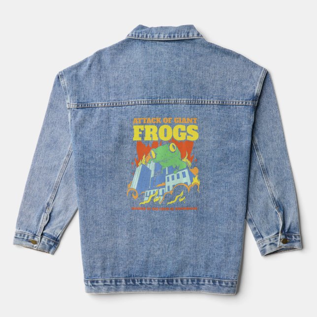 Attack Of Giant Frogs (Vintage Edition)  Denim Jacket (Back)
