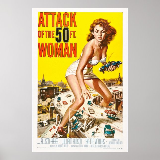 Attack Of The 50ft Woman 1958 Art Retro Movie Poster (Front)