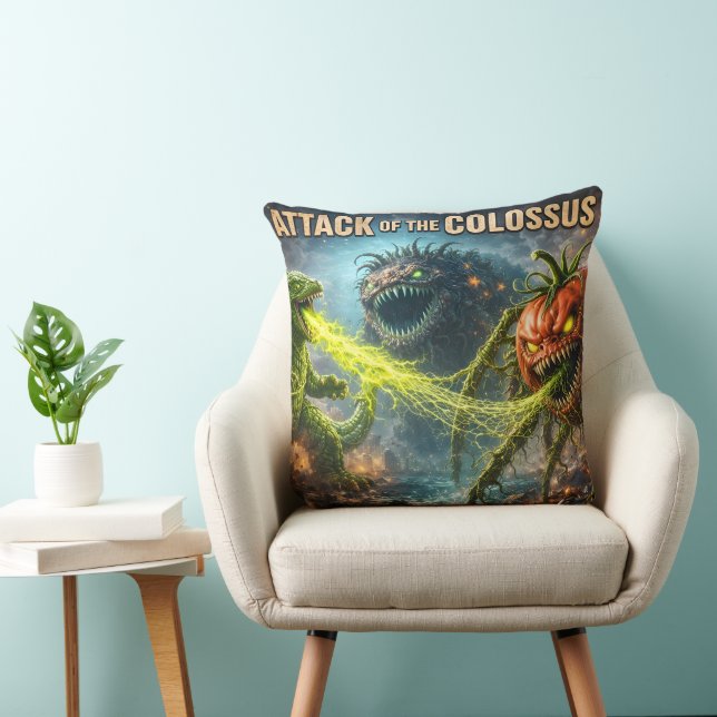 Attack of the Colossus retro monster movie throw c Cushion (Chair)