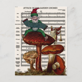 "Attack of the Garden Gnomes" Postcard