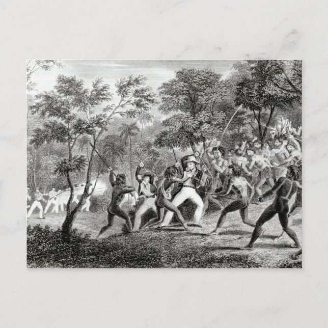 Attack of the Natives of Gambier Islands Postcard (Front)