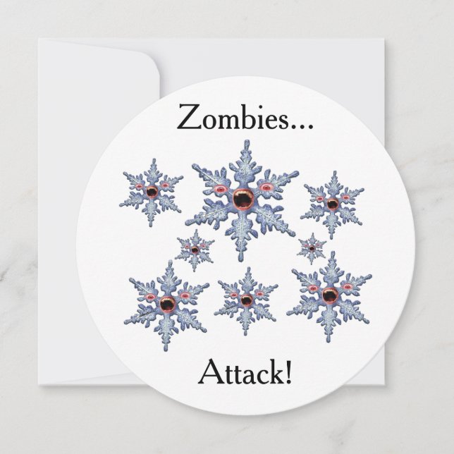 Attack of the Snowflake Zombies Holiday Card (Front)