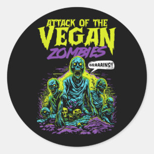 Attack of The Vegan Zombies Vegatarian Halloween Classic Round Sticker
