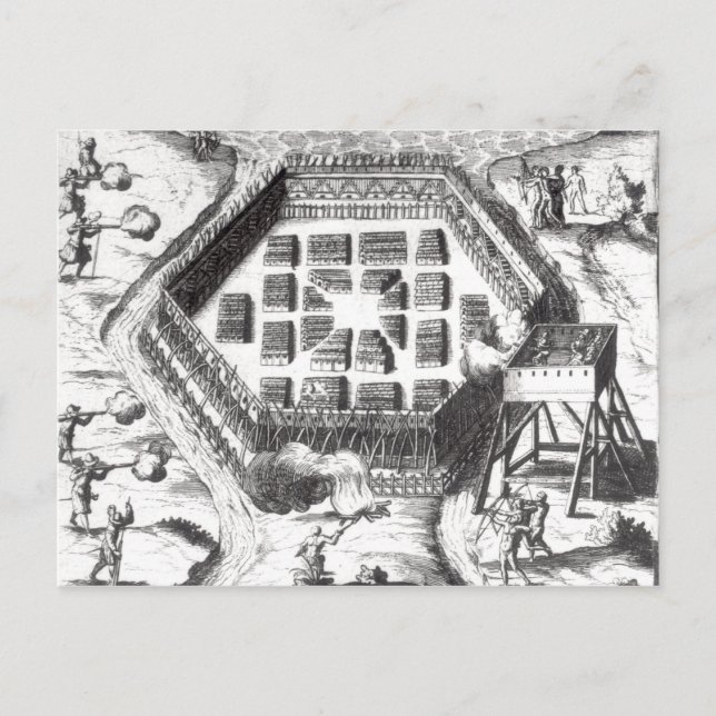 Attack on an Iroquois village Postcard (Front)