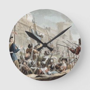 Attack on Boulogne-Sur-Mer, engraved by Jean Bapti Round Clock