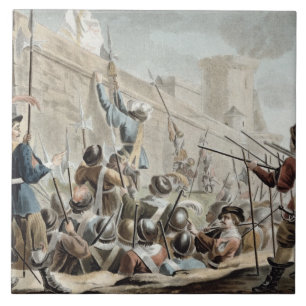 Attack on Boulogne-Sur-Mer, engraved by Jean Bapti Tile