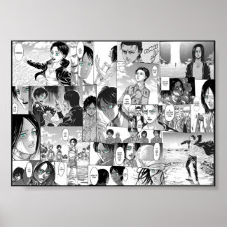 Attack on Titan Eren Yeager Manga Collage  Poster