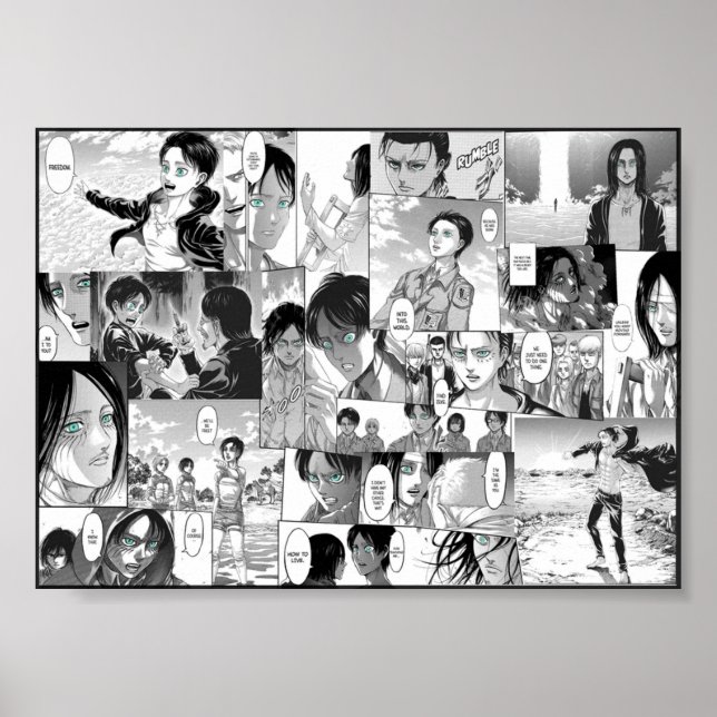 Attack on Titan Eren Yeager Manga Collage  Poster (Front)