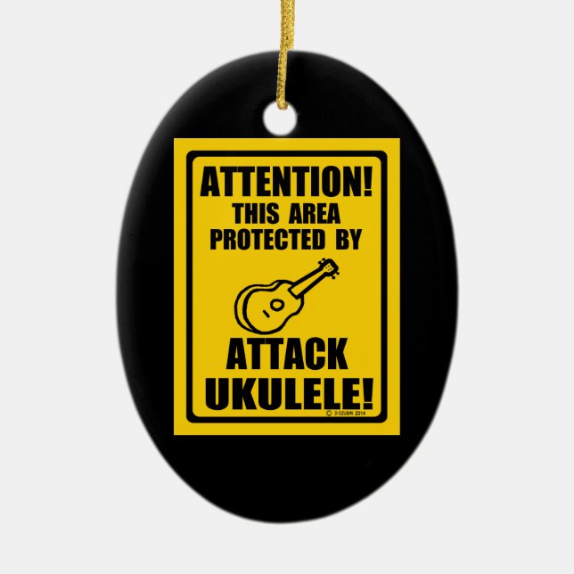 Attack Ukulele Ceramic Ornament (Front)