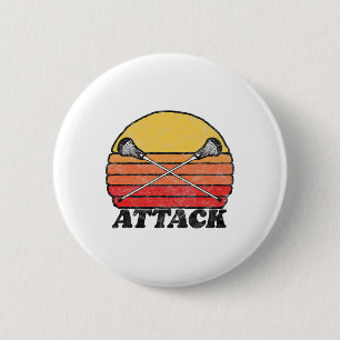 Attack Vintage X Crossed Lacrosse Sticks 80s Sunse 6 Cm Round Badge