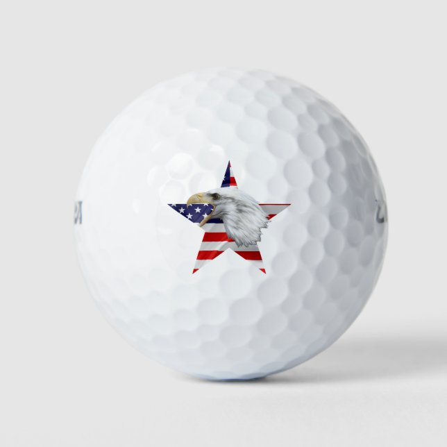 Attacking Eagle, The American Flag, Patriotic Golf Balls (Front)