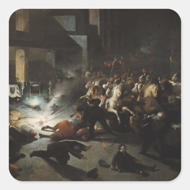 Attempted Assassination of Emperor Napoleon Square Sticker (Front)
