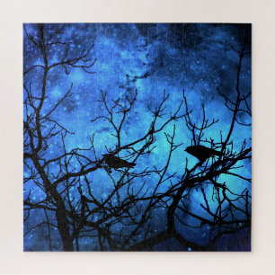 Attempted Murder - of crows -Blue stars branches Jigsaw Puzzle
